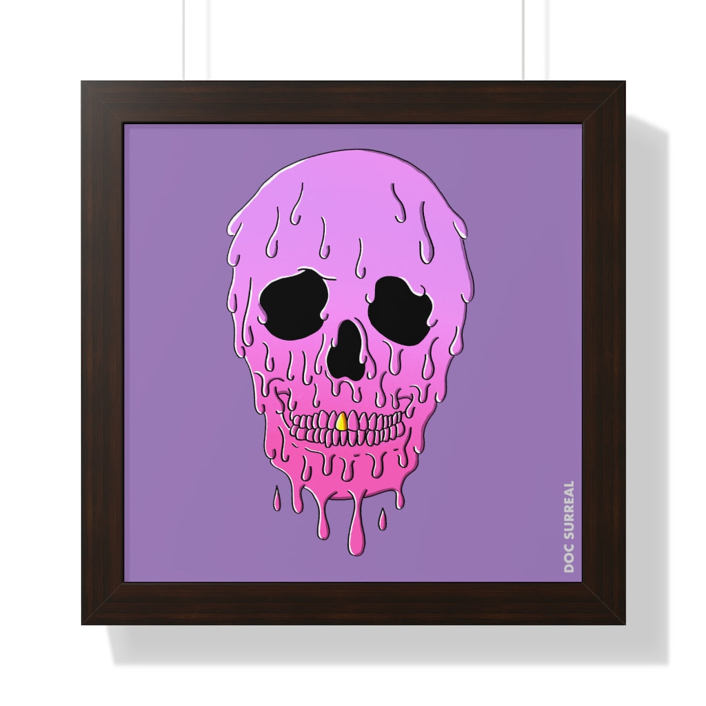 Drippin' Skull - Pink -16 x 16 Framed