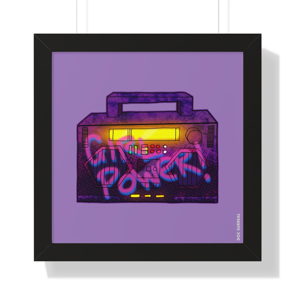 Girl Power BoomBox -16 x 16 Framed