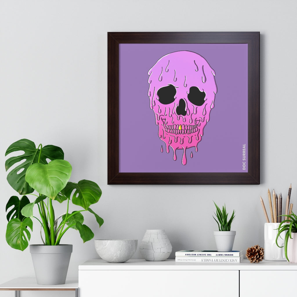 Drippin' Skull - Pink -16 x 16 Framed