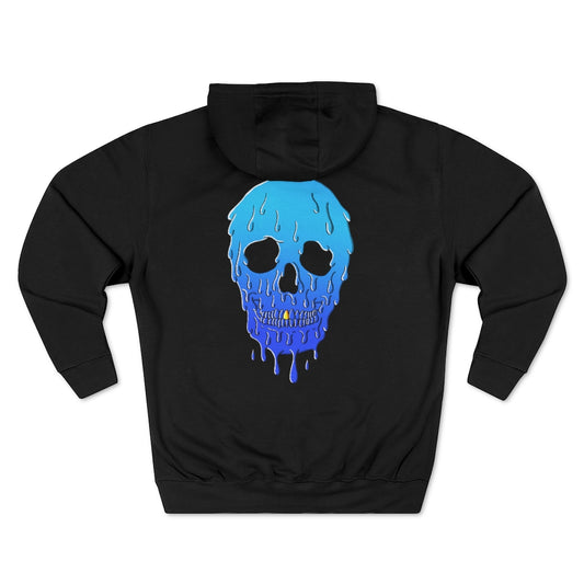 Blue and Black - Drippin' Skull Premium Pullover Hoodie