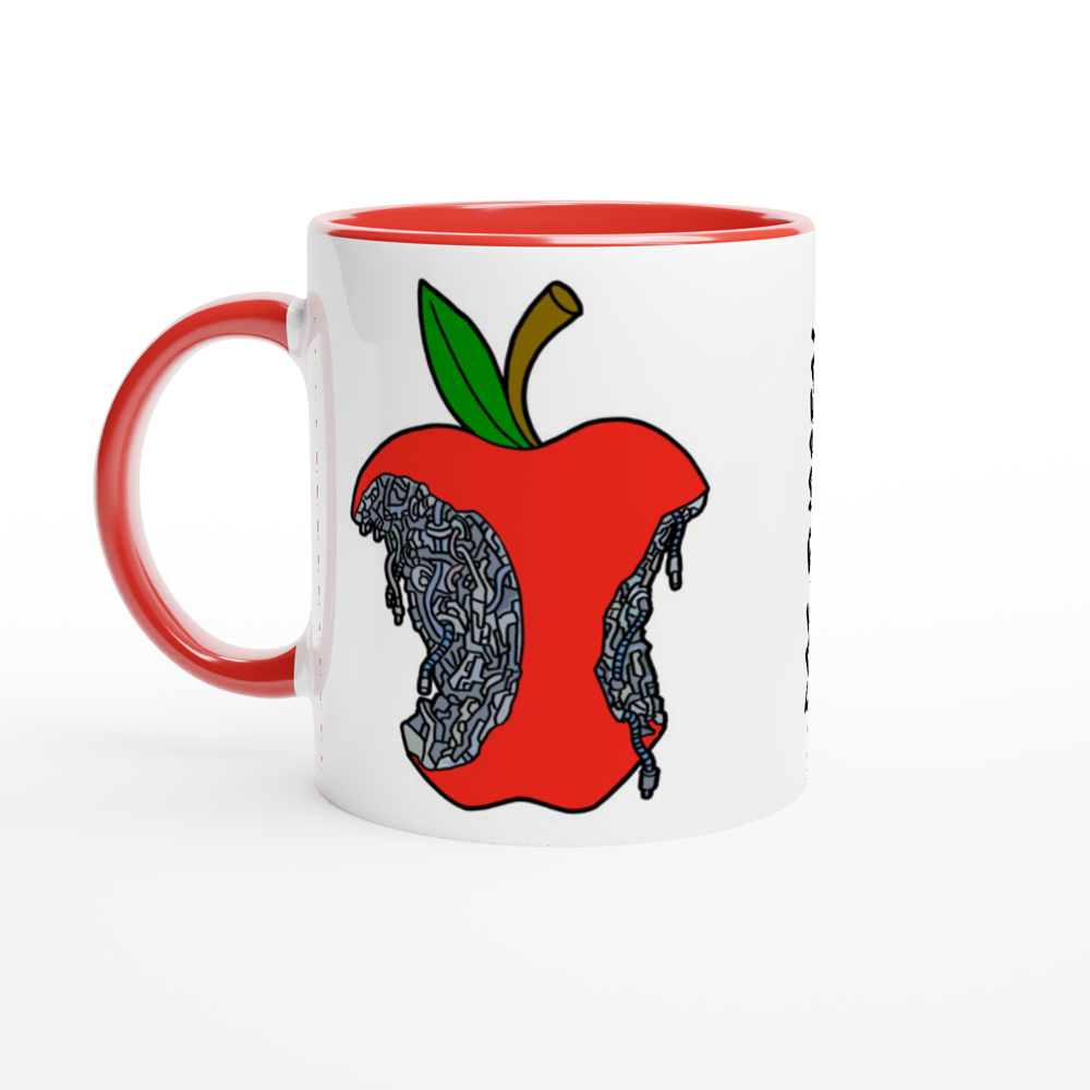 Cyber Apple- Red 11oz Ceramic Mug with Color Inside